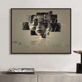 Custom dislocation portrait wall art with layered fragmented panels and a modern abstract photo effect.