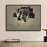 Custom dislocation wall art with layered fragments and a modern abstract photo effect.