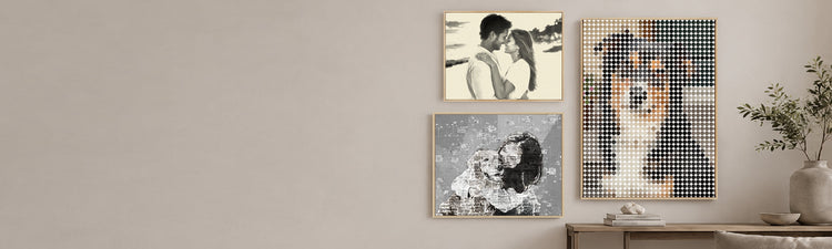 Framed personalized wall art in a warm home interior for Photo Guide CTA