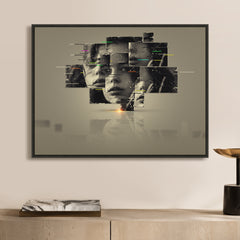 Custom dislocation wall art with layered fragments and a modern abstract photo effect.