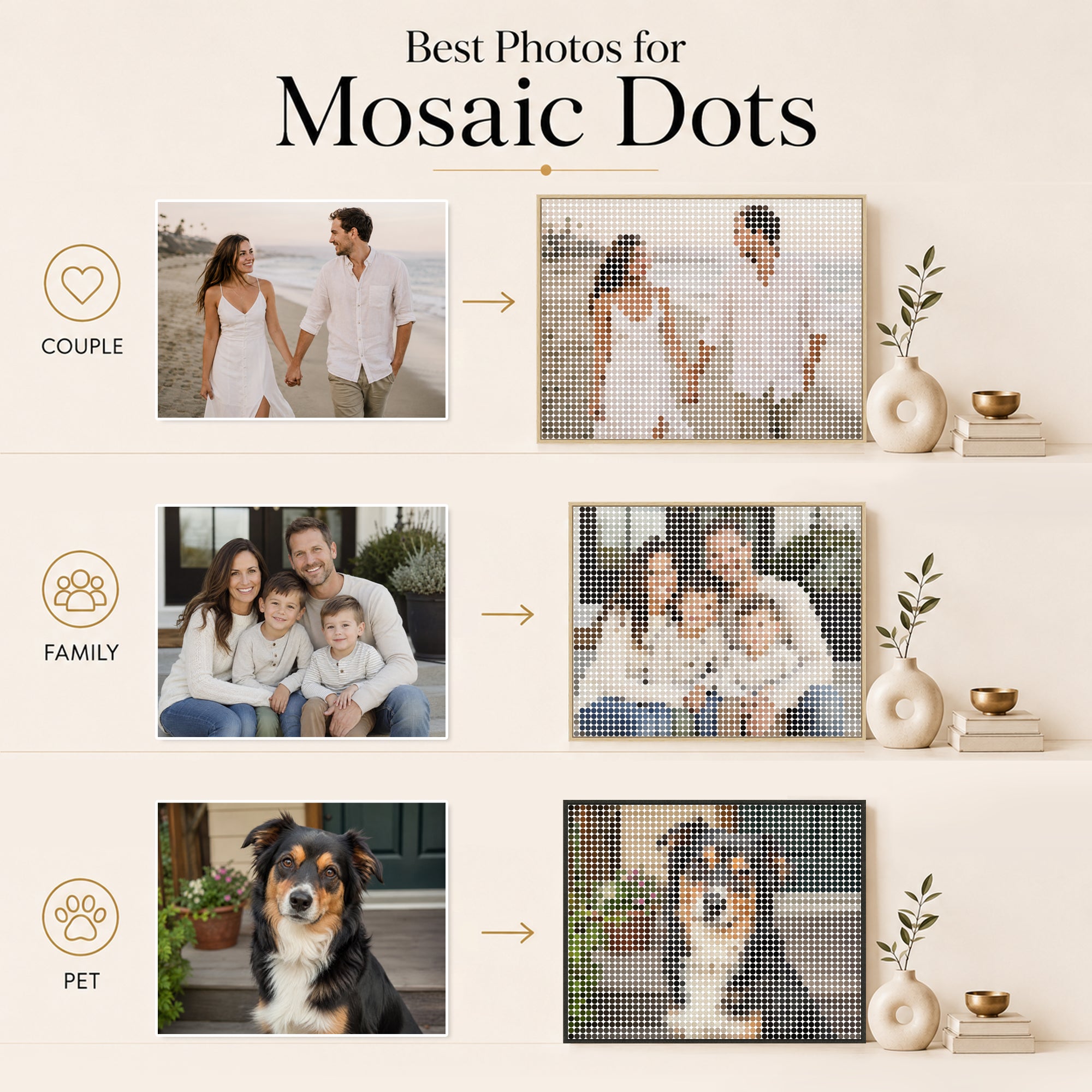 Best photo guide for Mosaic Dots custom wall art