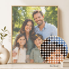 Close-up detail of Mosaic Dots custom photo art showing dot texture