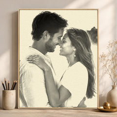 Personalized portrait sketch wall art with soft pencil-style lines and a hand-drawn look.